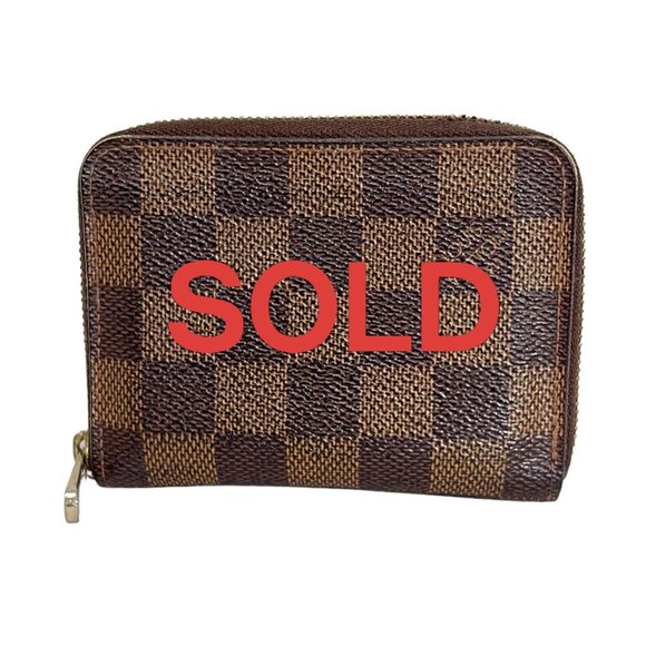 LOUIS VUITTON Zippy Coin Purse Ebene Damier Coin Case 215-072025 - Picture 1 of 4